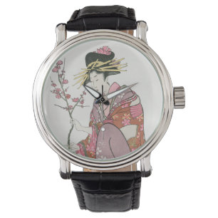 Montre Japonaise vintage Peinture art bois prin