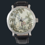 Montre Jardin asiatique avec femme et animaux<br><div class="desc">Un joli jardin de style asiatique rempli d'animaux variés et surveillé par une femme vigilante. La scène évoque les pensées du Jardin d'Eden, avec un serpent glissant au premier plan. Un cadeau parfait pour la personne mondaine et bien voyagée dans votre vie!</div>