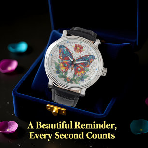 Montre Jardin Bijou Papillon en Verre Cathédrale Floral 