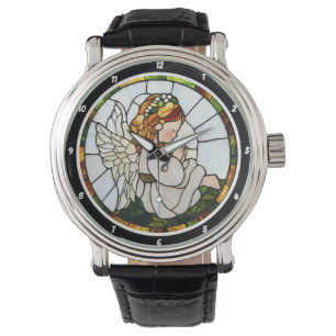 Montre Jardin de l'ange priant Mur de verre floral teinté