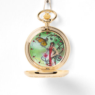 Montre JARDIN DE MELISSA Magique Papillon et Dame en Roug