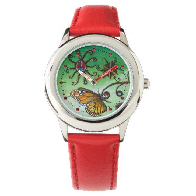 Montre JARDIN DE MELISSA Magique Papillon, Ladybug, Vert (devant)