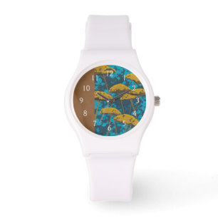 Montre Jardin Golden Yarrow avec Arrière - plan bleu