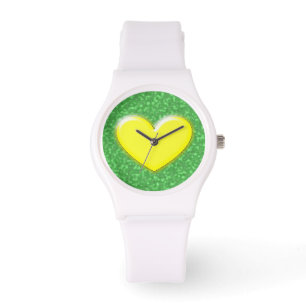 Montre jaune de coeur