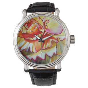 Montre Jaune de la fleur de Begonia aquarelle art origina