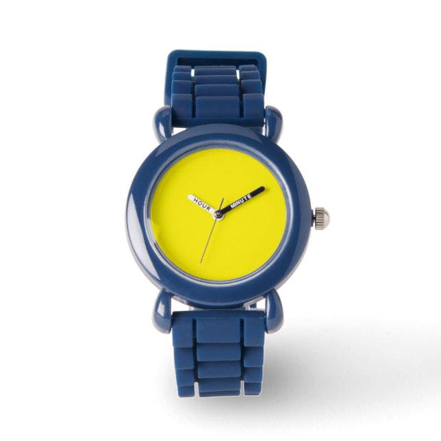 Montre Jaune Enfants Visage Numéro Bezel Montre Po (Recto)