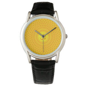 Montre Jaune Golden Soleil Lotus volant de méditation de