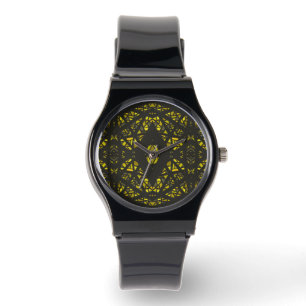 Montre Jaune Spectroscopique Noir Art Abstrait à la Gouac