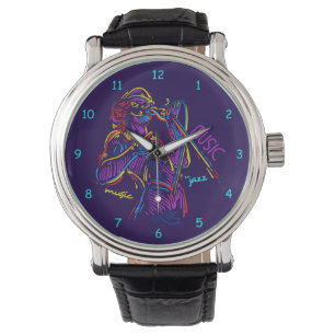 Montre Jazz Music Dessin de néon Abstrait