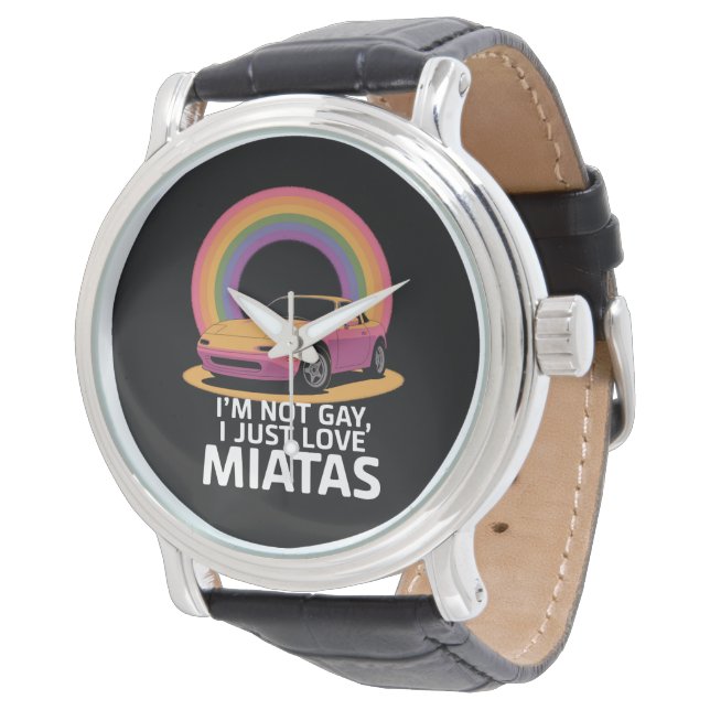 Montre Je ne suis pas gay, j'aime juste Miatas LGBT Rainb (Incliné)