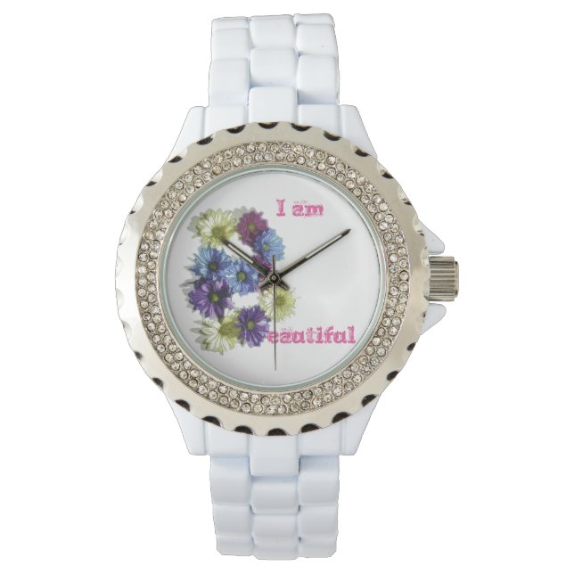 Montre Je suis Belle affirmation de fleur (devant)