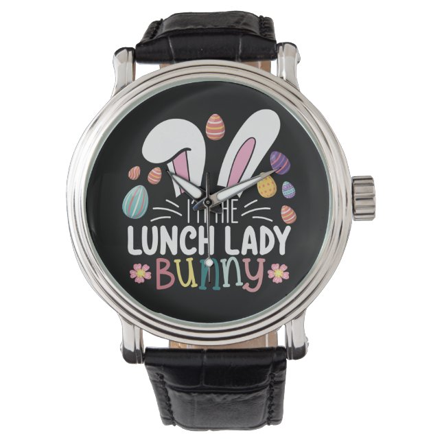 Montre Je suis La Dame du Déjeuner Bunny Pâques qui corre (devant)