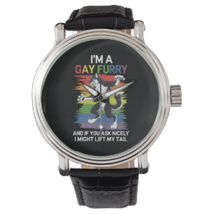 Montre Je suis une fierté LGBTQ arc-en-ciel renard furry