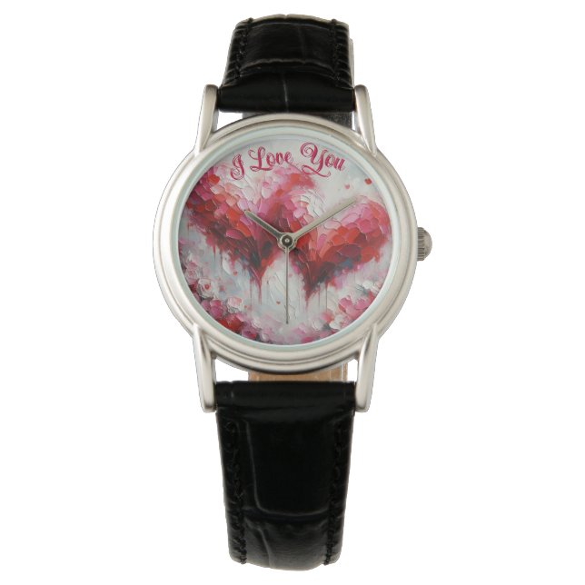 Montre Je T'Aime Deux Coeurs Abstraits Peindre Valentine (devant)