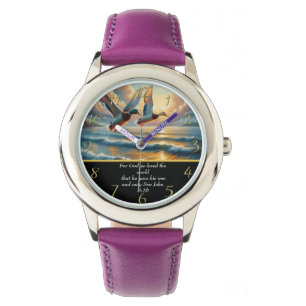 Montre Jean 3:16 Croix de la foi chrétienne avec des cana