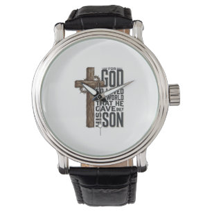 Montre Jean 3_16 Croix Gravure Vintage Design Chrétien
