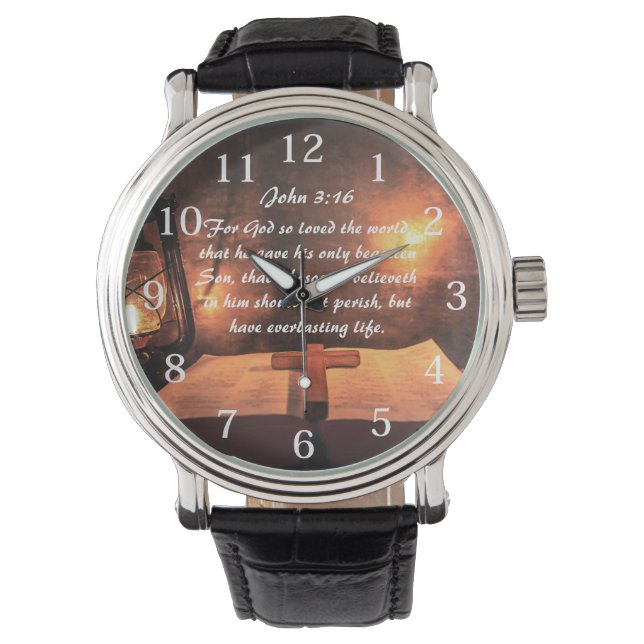 Montre Jean 3:16 Dieu a tant aimé le monde luisant lanter (devant)