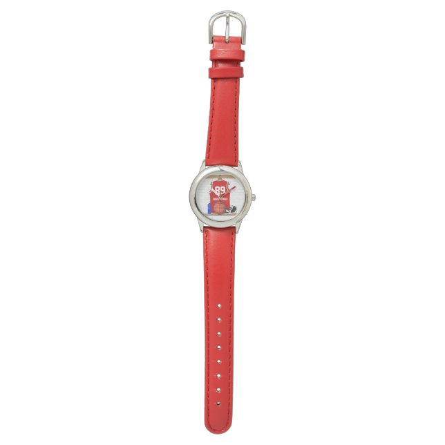 Montre Jersey de basket-ball rouge personnalisé (Plat)
