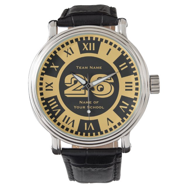 Montre Jersey Number Couleurs de Varsity noir et or (devant)