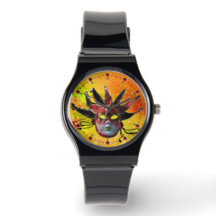Montre JESTER NOIR ET ROUGE MASK Masquerade Party Jaune