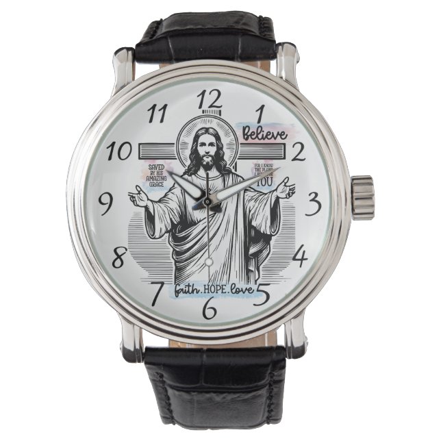 Montre Jésus avec un regard serein (devant)