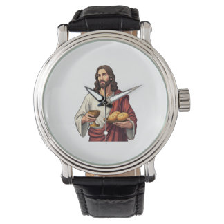 Montre Jesus Bread Wine Vintage Engraving Tee 2