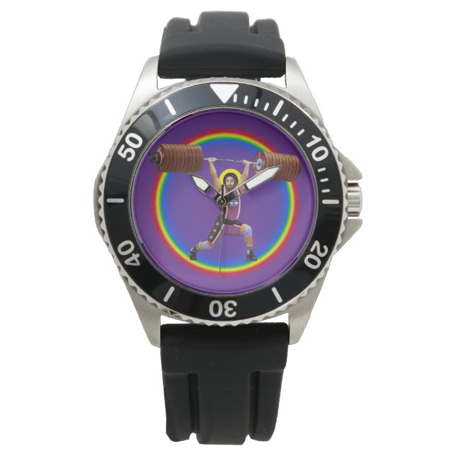 Montre Jésus-Christ faisant le Clean and Jerk (devant)
