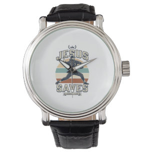Montre Jesus Sauve Baseball Vintage Dessin Vectoriel Chré