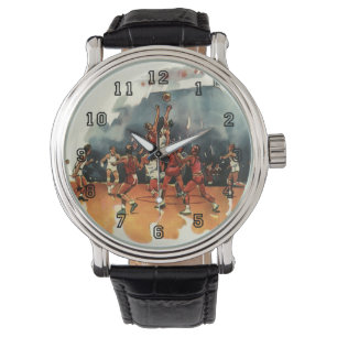 Montre Jeu de basket-ball sportif vintage, joueurs de bas