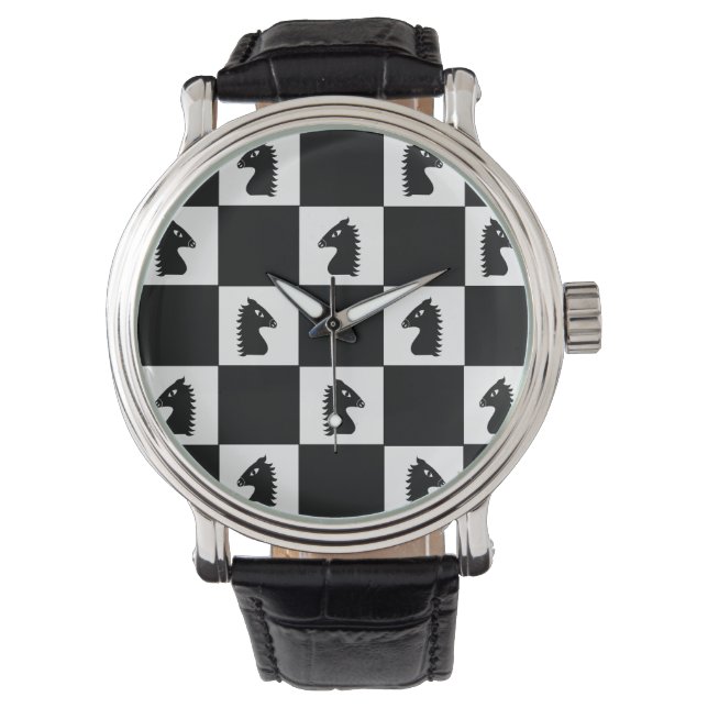 Montre Jeu d'échecs du Cavalier Noir  (devant)