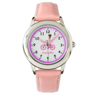Montre Jeune fille à queue nue à vélo rose