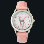 Montre jeune fille personnalisée de noël de rennes roses<br><div class="desc">joli renne rose noël fille personnalisée Regarder</div>