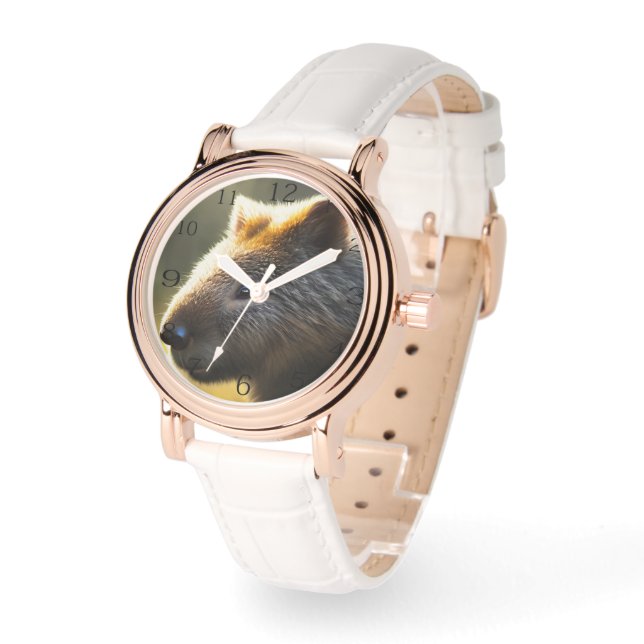 Montre Jeune wombat australien, miroir compact (Angle)