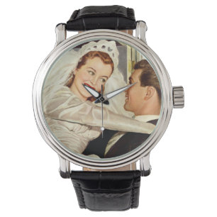 Montre Jeunes mariés de mariage vintage, heureuse mariée