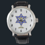 Montre Jewish Star<br><div class="desc">Jewish toxits and venft ideas featuring beautiful Jewish Star of David with a wine glass in the center.</div>