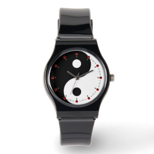 Montre JIN JANG noir blanc rouge