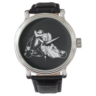 Montre jiu jitsu martial art fighter combat vecteur