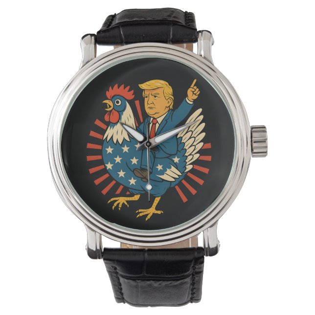 Montre Jockey de poulet Trump Mème amusant (devant)