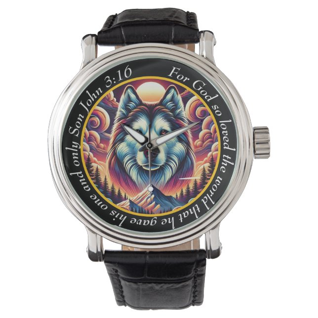 Montre John 3:16 Loup Solitaire Montagne Foi (devant)
