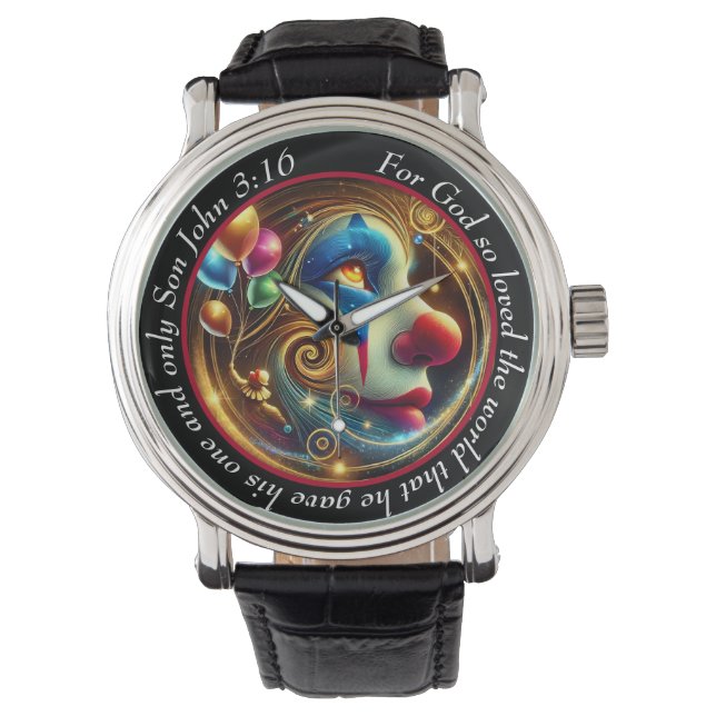 Montre John 3:16 Vibrant Clown Timepiece Joyful Faith (devant)