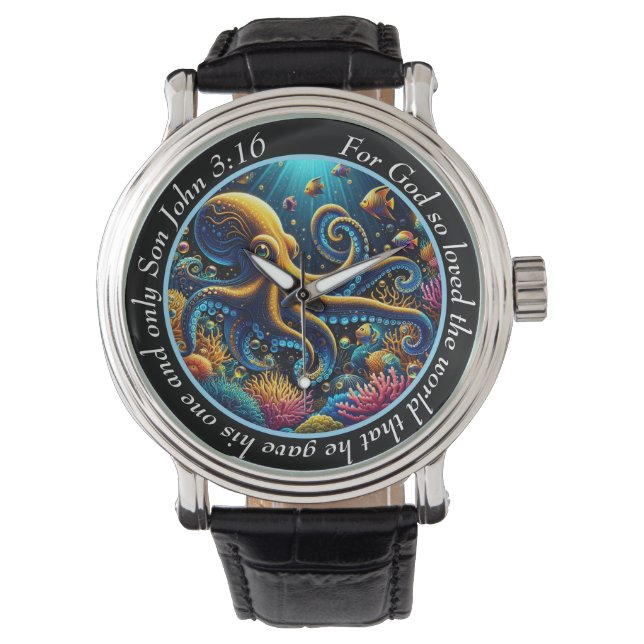 Montre John 3:16 Vibrant Octopus Timepiece Ocean Faith (devant)