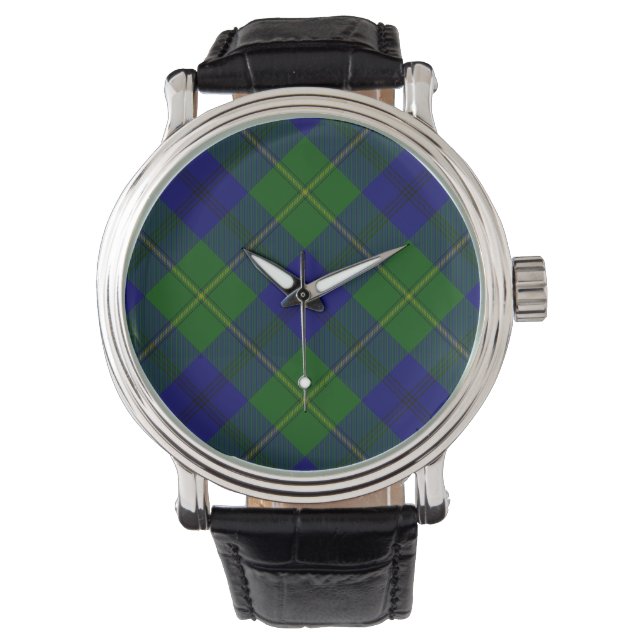Montre Johnstone tartan bleu vert plaid (devant)