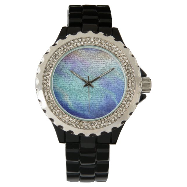 Montre Joli Aqua bleu violet pastel carrelage mosaïque (devant)