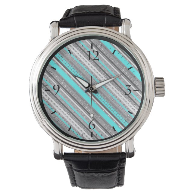 Montre Joli aqua gris aztèque motif (devant)