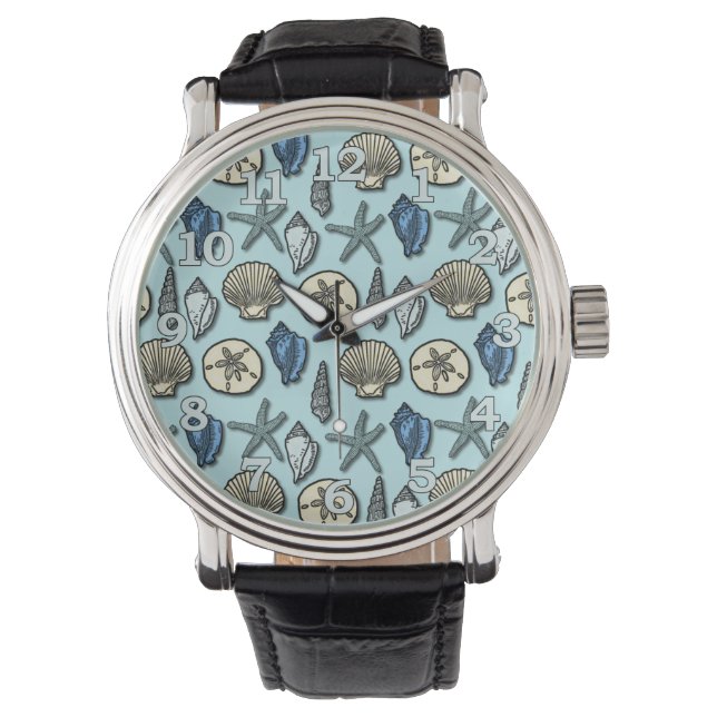 Montre Joli Blue Shell Starfish Motif de mer (devant)