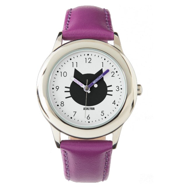 Montre Joli chat kitty violet (devant)