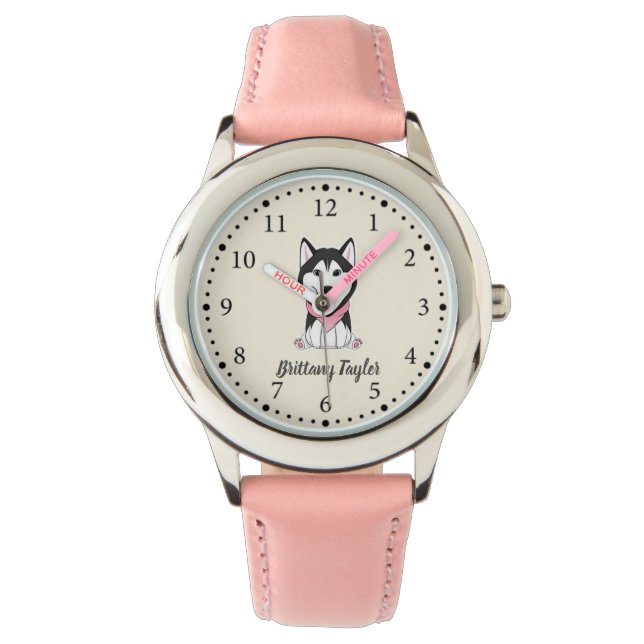 Montre Joli chien husky noir et blanc mignon (devant)