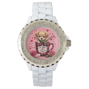 Montre Joli chiot Valentine Buffalo Plaid Musique esthéti