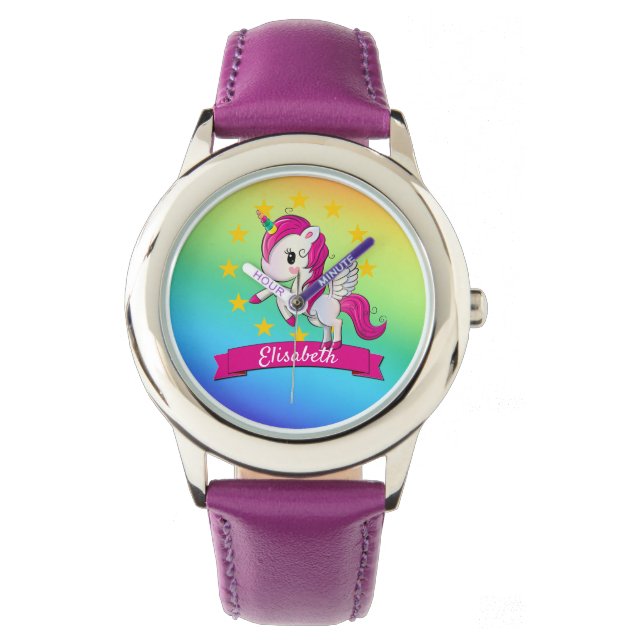 Montre Joli couleur Magique Unicorne Nom des enfants (devant)