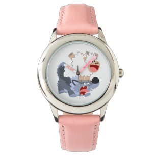 Montre Joli dessin jouant Mouton mouton et Wolf Watch